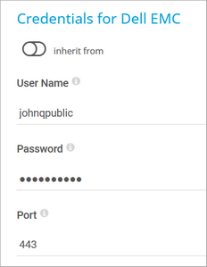 Credentials for Dell EMC