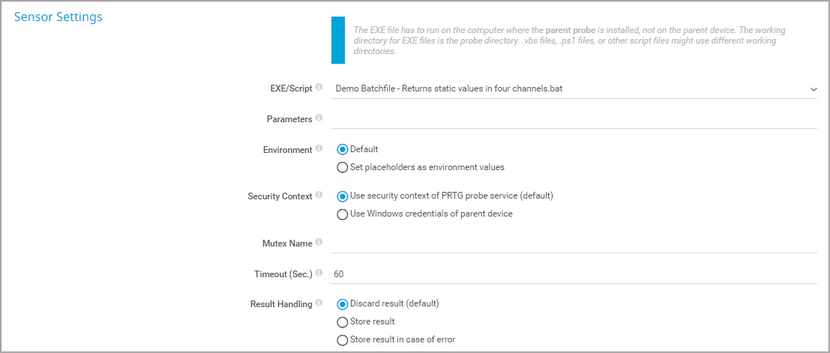 Sensor Settings